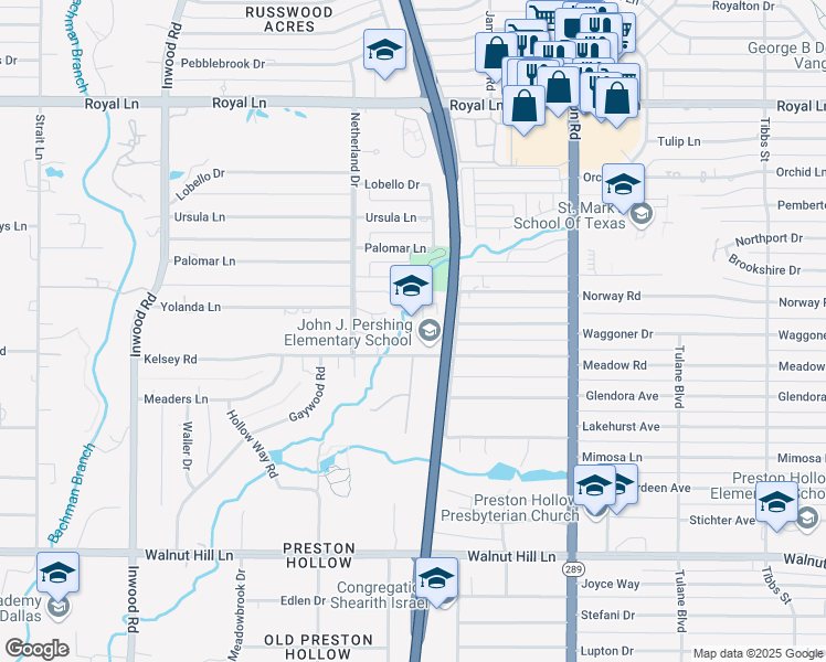 map of restaurants, bars, coffee shops, grocery stores, and more near 5715 Meaders Ln in Dallas