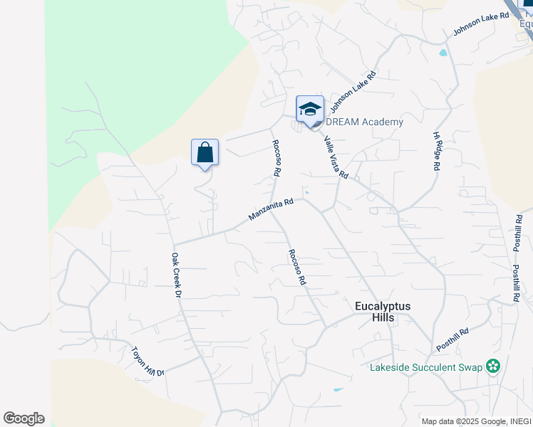 map of restaurants, bars, coffee shops, grocery stores, and more near 11385 Manzanita Road in Lakeside