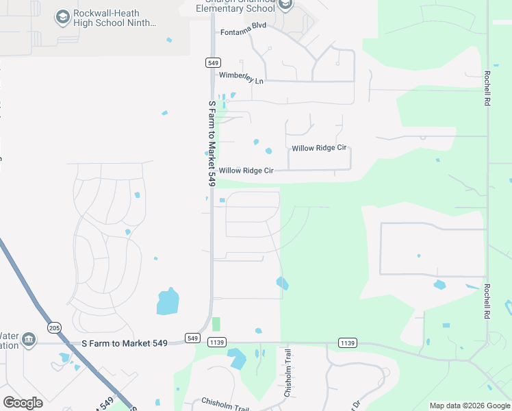map of restaurants, bars, coffee shops, grocery stores, and more near 273 Willow Ridge Circle in Rockwall