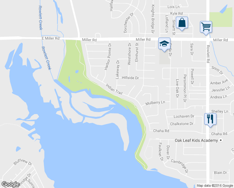 map of restaurants, bars, coffee shops, grocery stores, and more near 1902 Indian Trail in Rowlett