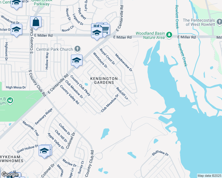 map of restaurants, bars, coffee shops, grocery stores, and more near 1806 Redcliff Court in Garland