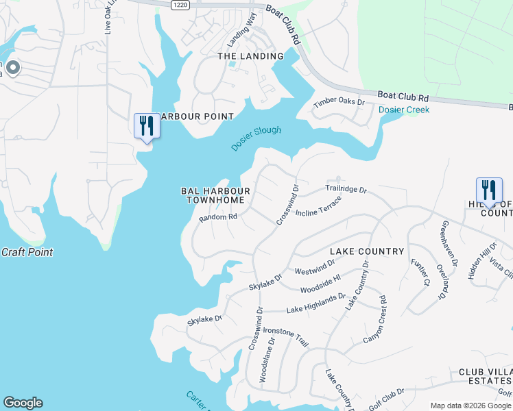 map of restaurants, bars, coffee shops, grocery stores, and more near 8900 Random Road in Fort Worth