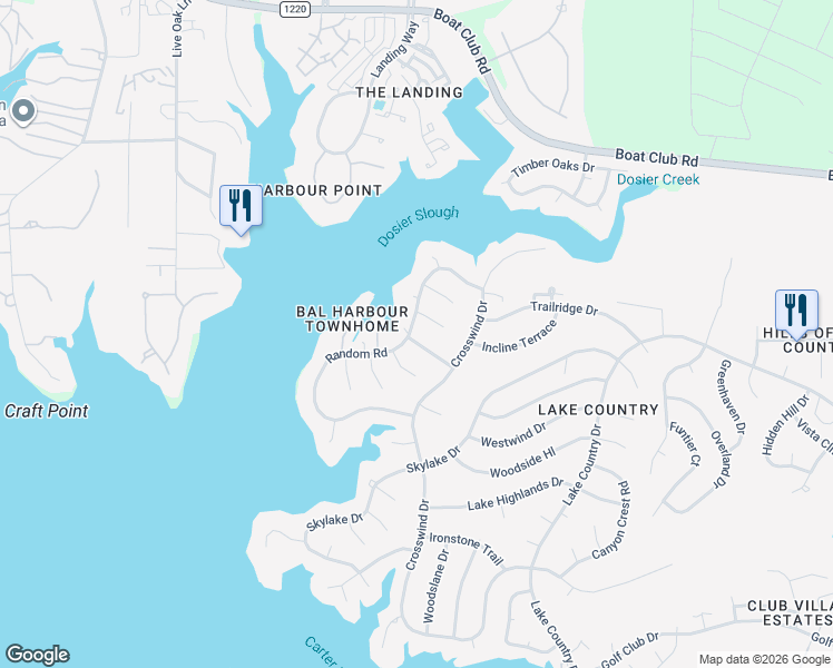 map of restaurants, bars, coffee shops, grocery stores, and more near 8900 Random Road in Fort Worth