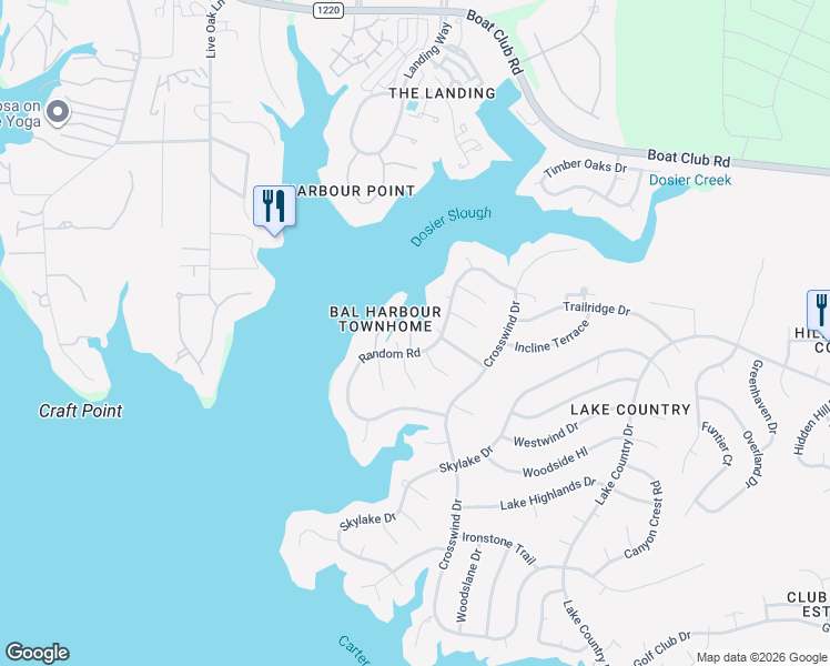 map of restaurants, bars, coffee shops, grocery stores, and more near 7908 Club Court in Fort Worth