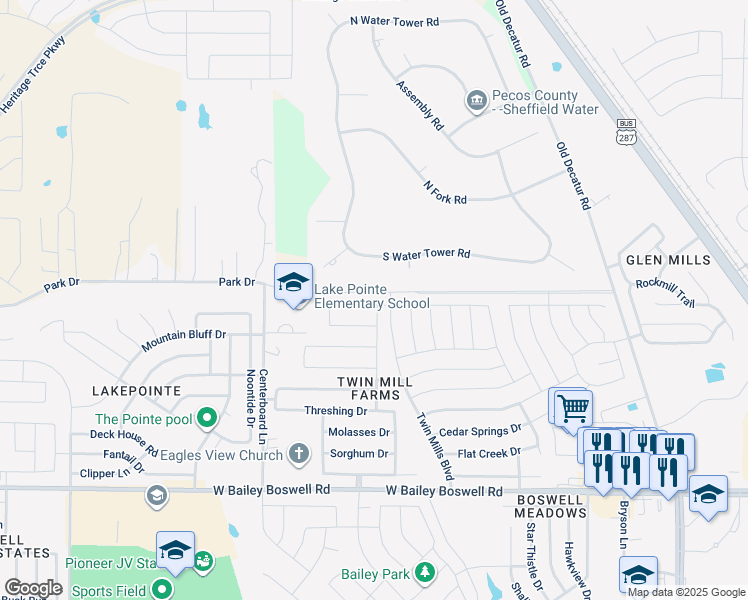 map of restaurants, bars, coffee shops, grocery stores, and more near 5200 Sugarcane Lane in Fort Worth