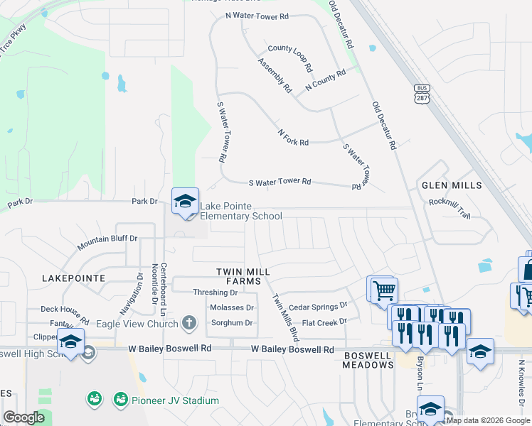 map of restaurants, bars, coffee shops, grocery stores, and more near 5040 Sugarcane Lane in Fort Worth