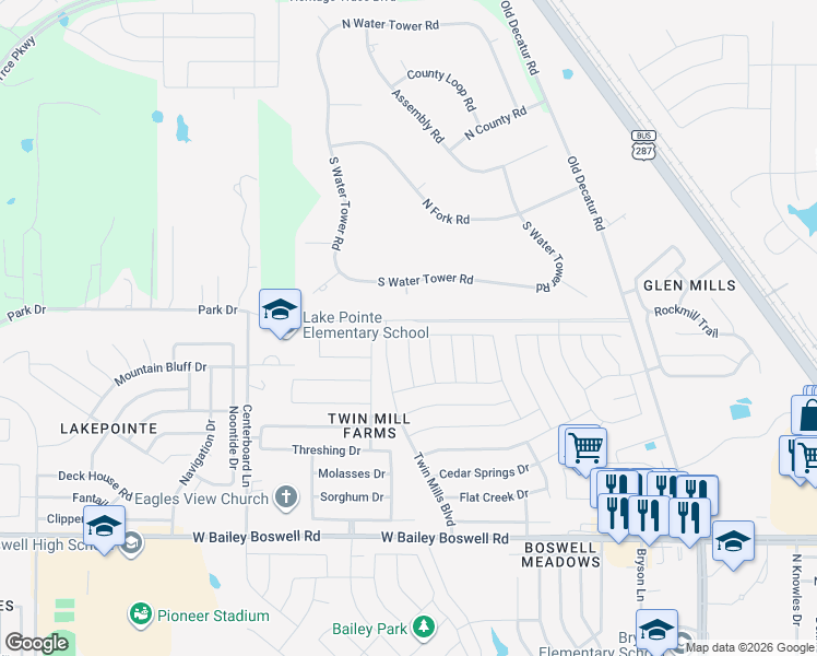 map of restaurants, bars, coffee shops, grocery stores, and more near 5040 Sugarcane Lane in Fort Worth