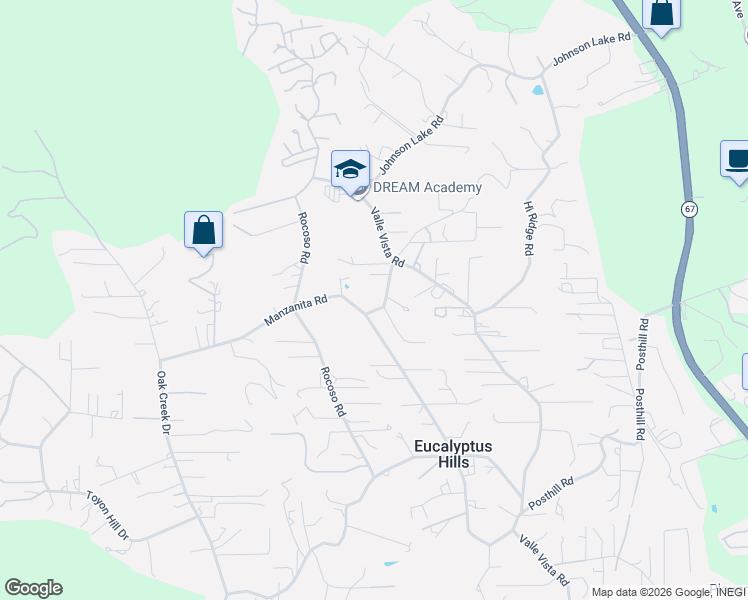map of restaurants, bars, coffee shops, grocery stores, and more near 11534 Manzanita Road in Lakeside
