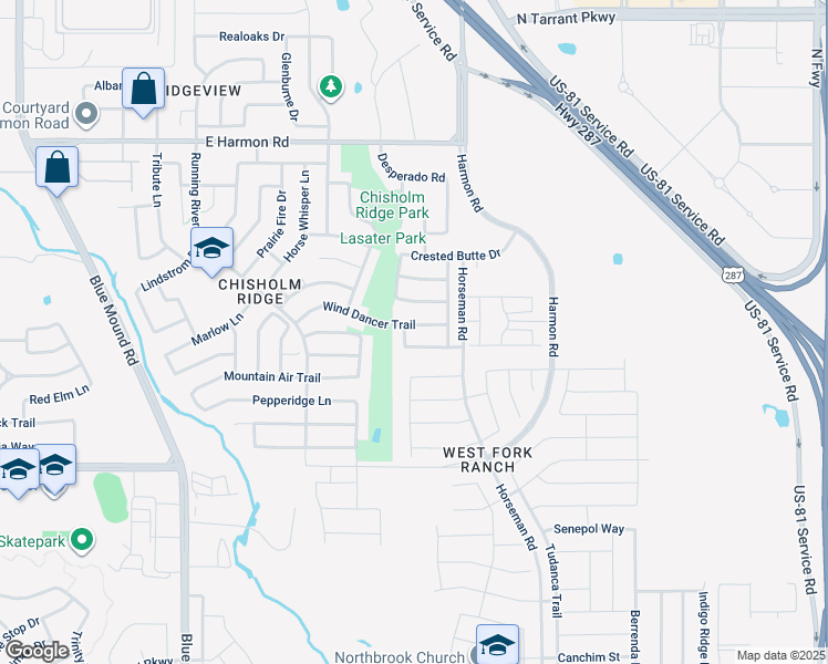 map of restaurants, bars, coffee shops, grocery stores, and more near 1736 White Feather Lane in Fort Worth