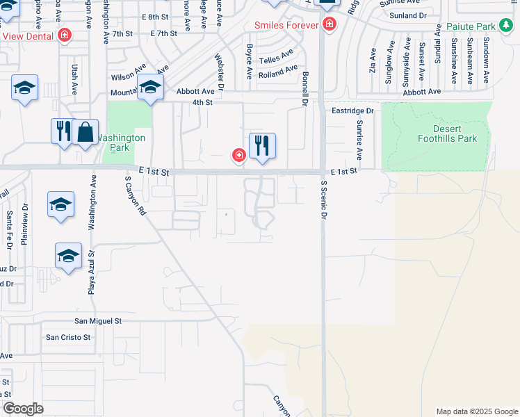 map of restaurants, bars, coffee shops, grocery stores, and more near 2200 East 1st Street in Alamogordo