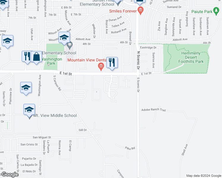 map of restaurants, bars, coffee shops, grocery stores, and more near 2200 East 1st Street in Alamogordo