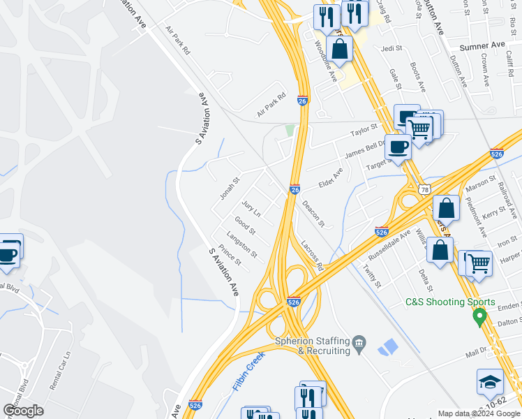 map of restaurants, bars, coffee shops, grocery stores, and more near 5308 Good Street in North Charleston