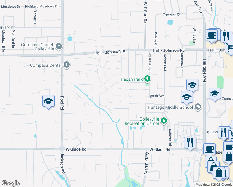 map of restaurants, bars, coffee shops, grocery stores, and more near 3320 Circlewood Court in Grapevine