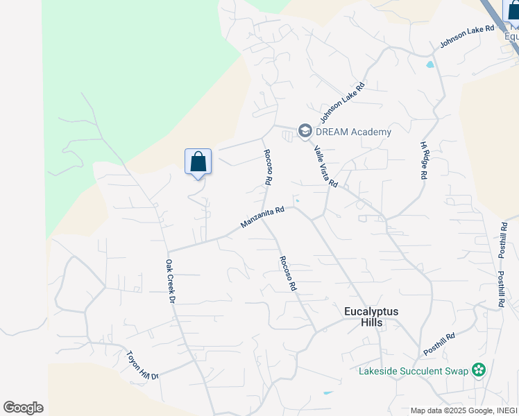 map of restaurants, bars, coffee shops, grocery stores, and more near 11385 Manzanita Road in Lakeside