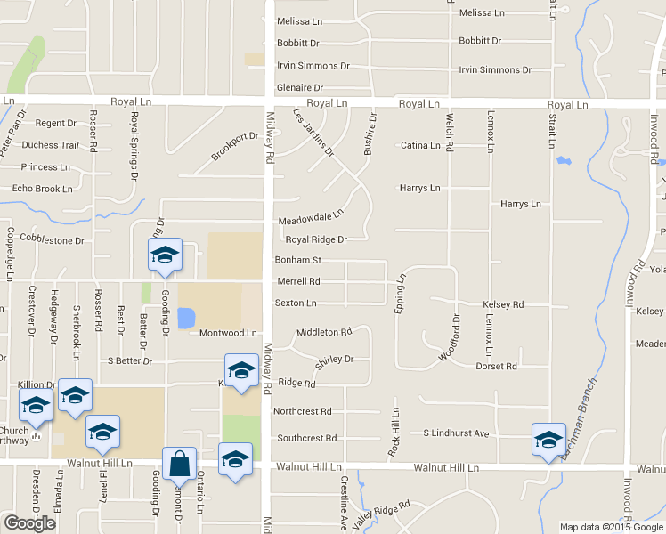 map of restaurants, bars, coffee shops, grocery stores, and more near 4308 Royal Ridge Drive in Dallas