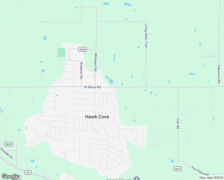 map of restaurants, bars, coffee shops, grocery stores, and more near 1697 North Shore Road in Quinlan