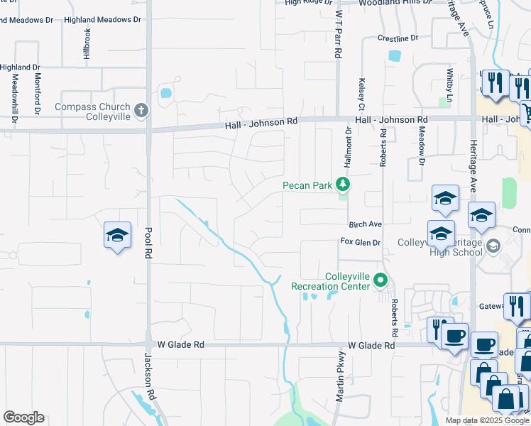 map of restaurants, bars, coffee shops, grocery stores, and more near 3316 Briar Cove in Grapevine