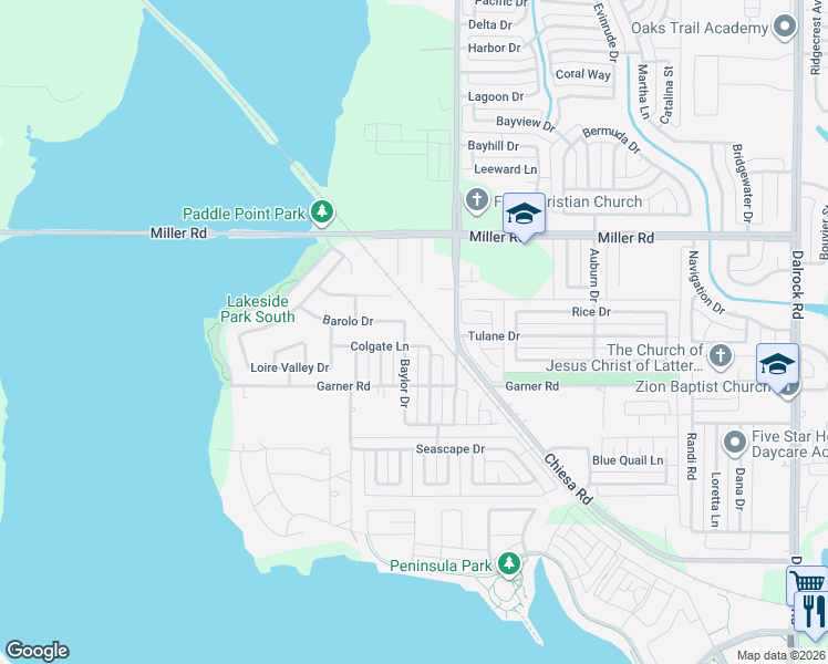 map of restaurants, bars, coffee shops, grocery stores, and more near 2799 Chiesa Road in Rowlett