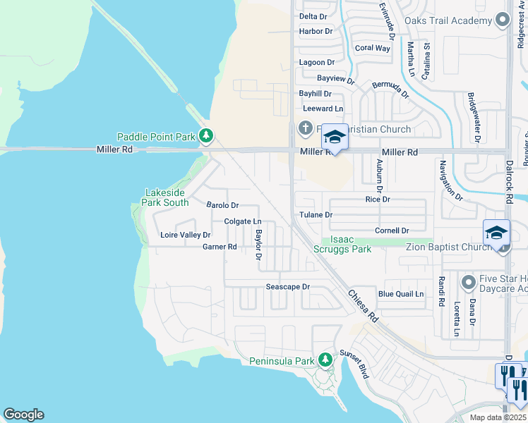 map of restaurants, bars, coffee shops, grocery stores, and more near 2902 Baylor Drive in Rowlett