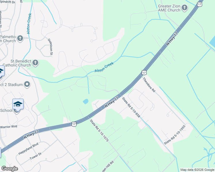 map of restaurants, bars, coffee shops, grocery stores, and more near 2024 Welsh Pony Drive in Awendaw