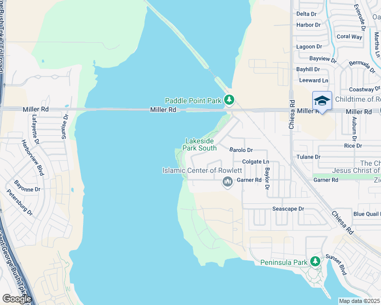 map of restaurants, bars, coffee shops, grocery stores, and more near 2905 Burgundy Trail in Rowlett