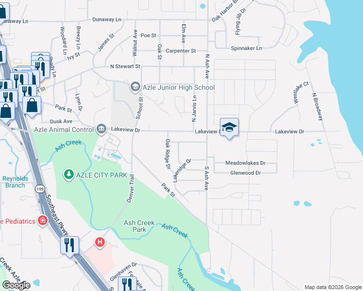 map of restaurants, bars, coffee shops, grocery stores, and more near 1101 Shadow Ridge Drive in Azle