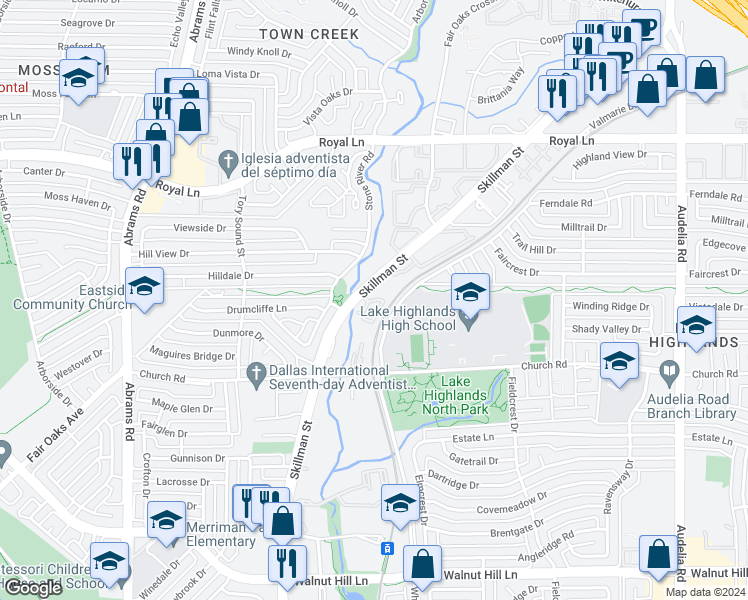 map of restaurants, bars, coffee shops, grocery stores, and more near in Dallas