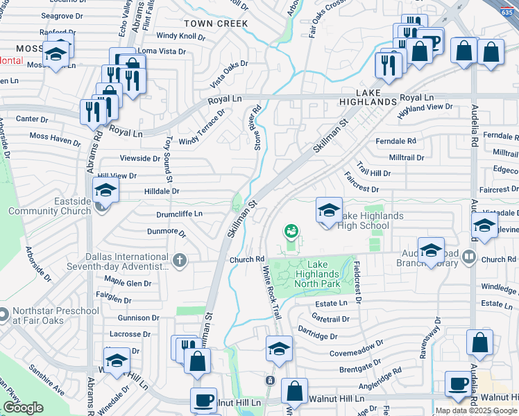 map of restaurants, bars, coffee shops, grocery stores, and more near in Dallas