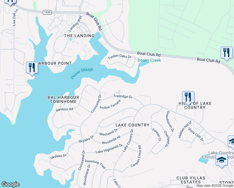 map of restaurants, bars, coffee shops, grocery stores, and more near 7728 Lakeview Circle in Fort Worth