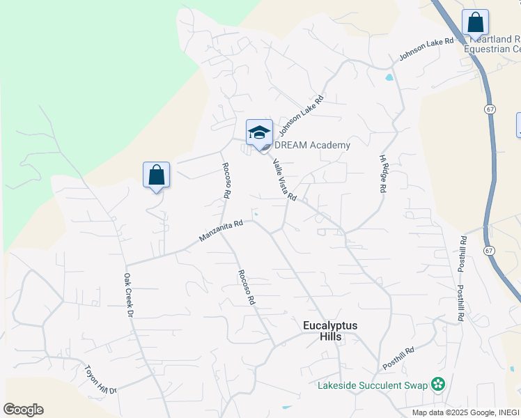 map of restaurants, bars, coffee shops, grocery stores, and more near 11458 Manzanita Road in Lakeside