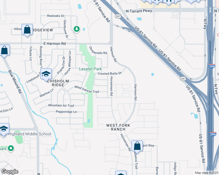 map of restaurants, bars, coffee shops, grocery stores, and more near 8232 Storm Chaser Drive in Fort Worth