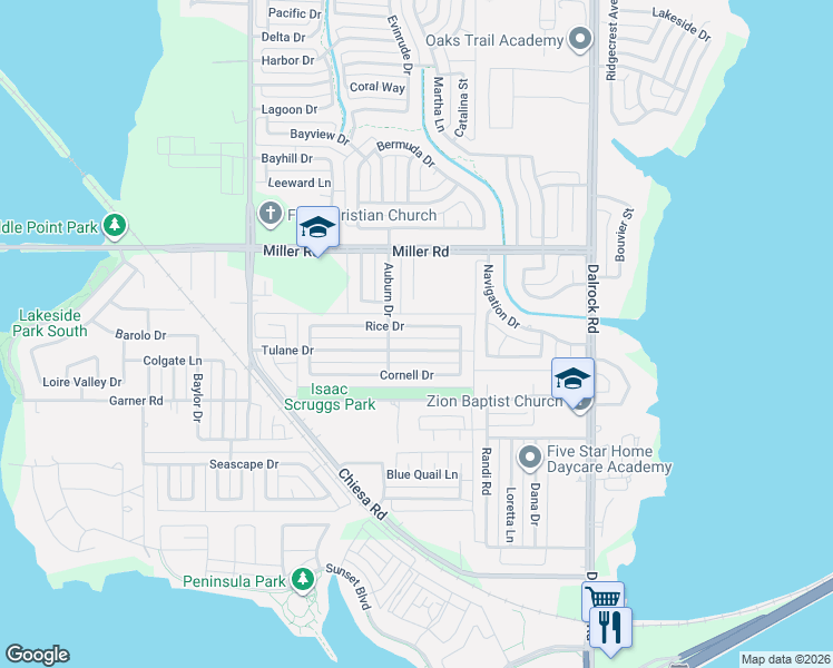 map of restaurants, bars, coffee shops, grocery stores, and more near 7916 Rice Drive in Rowlett