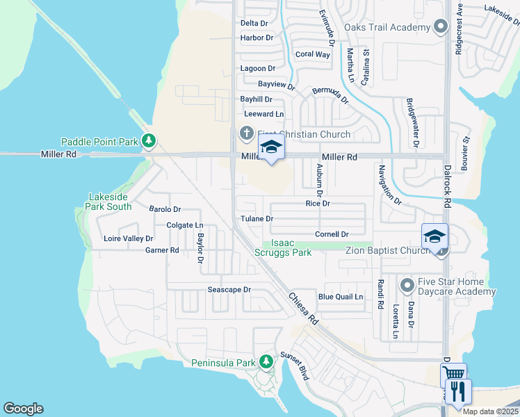 map of restaurants, bars, coffee shops, grocery stores, and more near 2809 Rice Drive in Rowlett