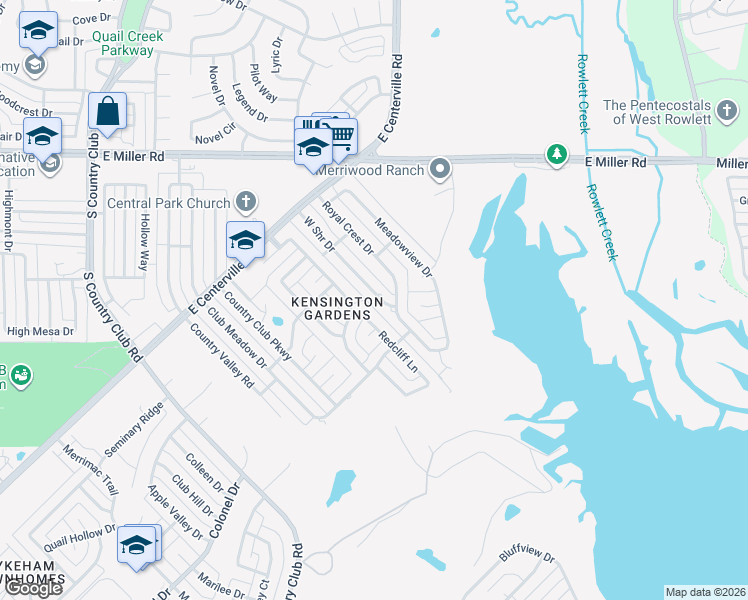 map of restaurants, bars, coffee shops, grocery stores, and more near 2018 Westshore Drive in Garland