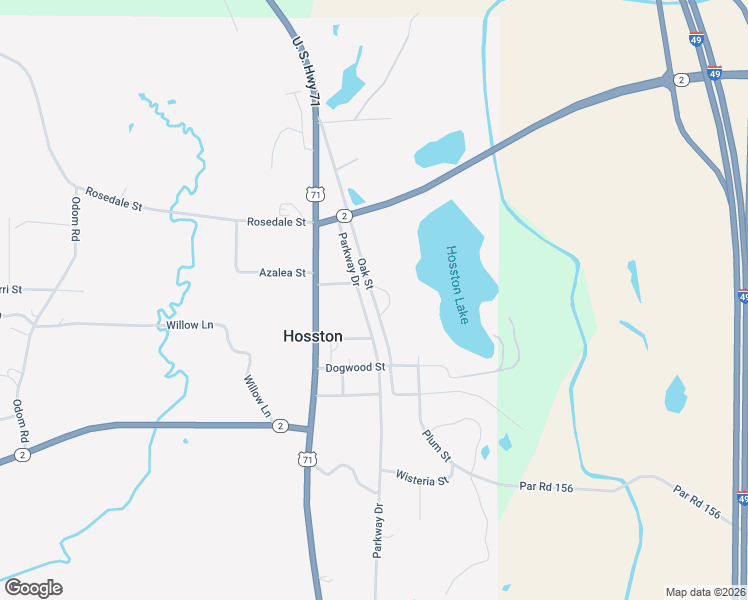 map of restaurants, bars, coffee shops, grocery stores, and more near 14905 Oak Street in Hosston
