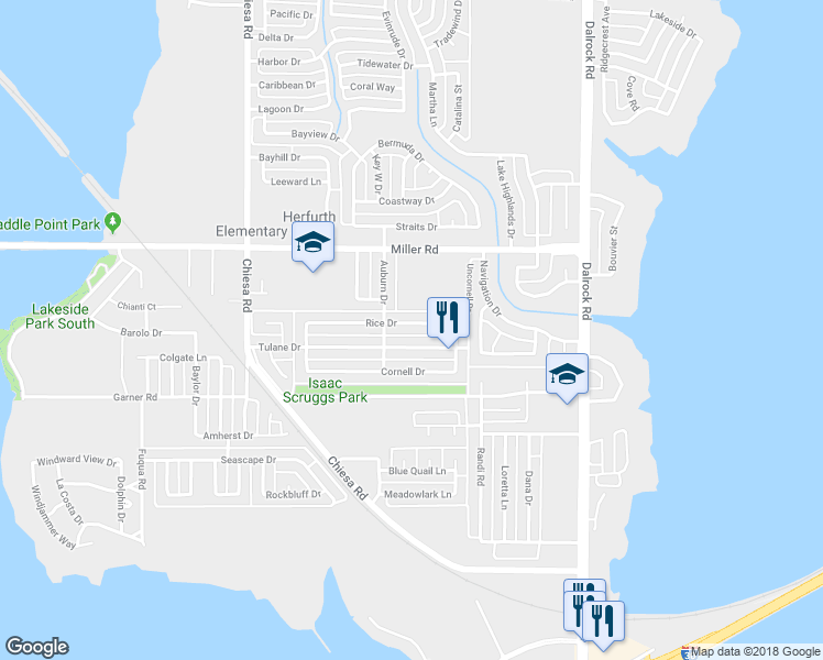 map of restaurants, bars, coffee shops, grocery stores, and more near 7916 Rice Drive in Rowlett