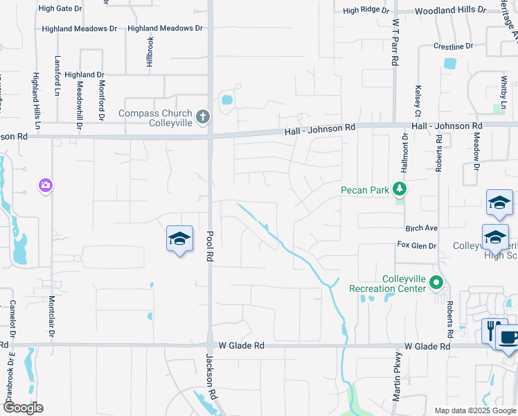 map of restaurants, bars, coffee shops, grocery stores, and more near 2809 Summertree Lane in Colleyville