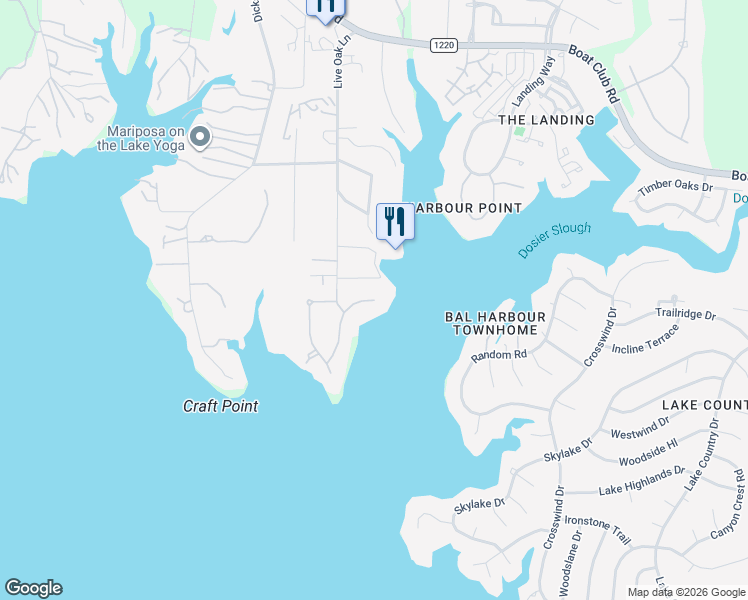 map of restaurants, bars, coffee shops, grocery stores, and more near 9502 Crest Wood Drive in Fort Worth