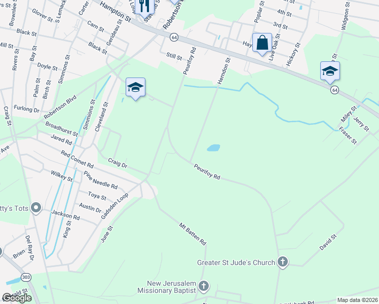 map of restaurants, bars, coffee shops, grocery stores, and more near 522 Herndon Street in Walterboro