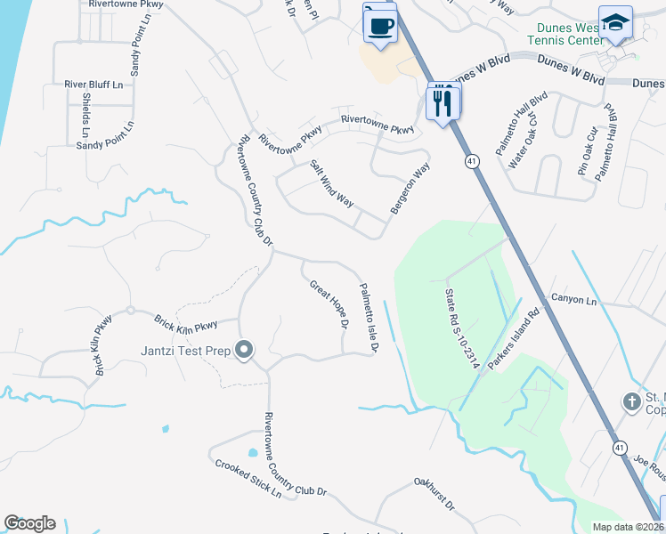 map of restaurants, bars, coffee shops, grocery stores, and more near 1896 Palmetto Isle Drive in Mount Pleasant