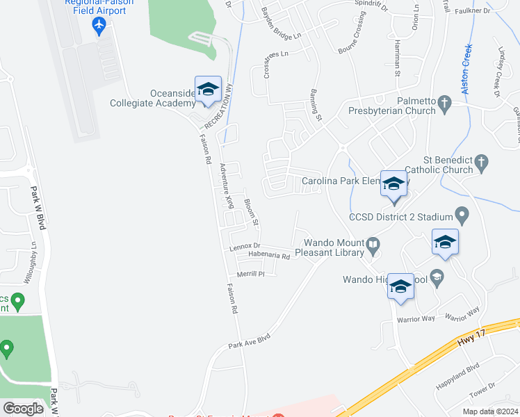 map of restaurants, bars, coffee shops, grocery stores, and more near Yarmouth Drive in Mount Pleasant