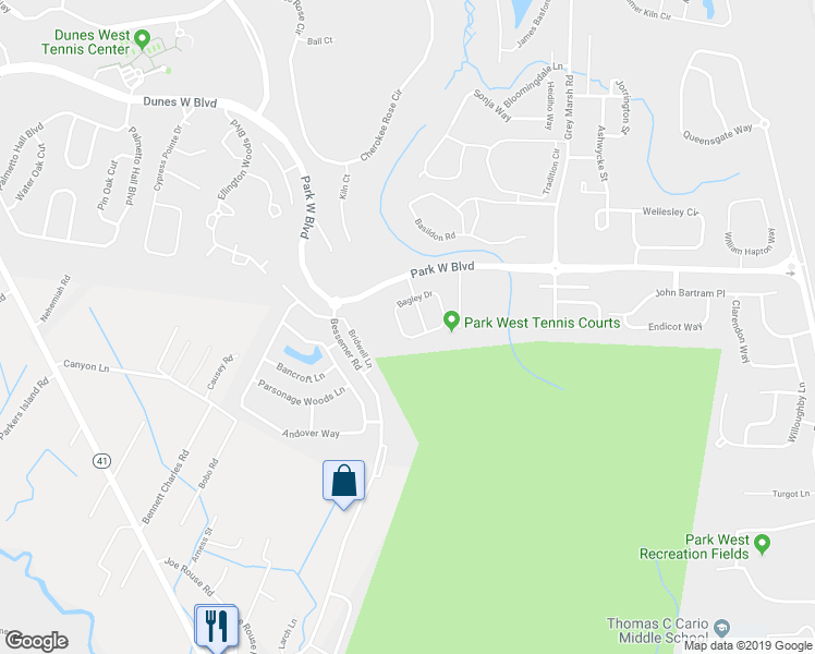 map of restaurants, bars, coffee shops, grocery stores, and more near 3631 Bagley Drive in Mount Pleasant