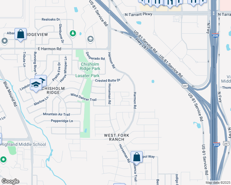 map of restaurants, bars, coffee shops, grocery stores, and more near 8232 Storm Chaser Drive in Fort Worth