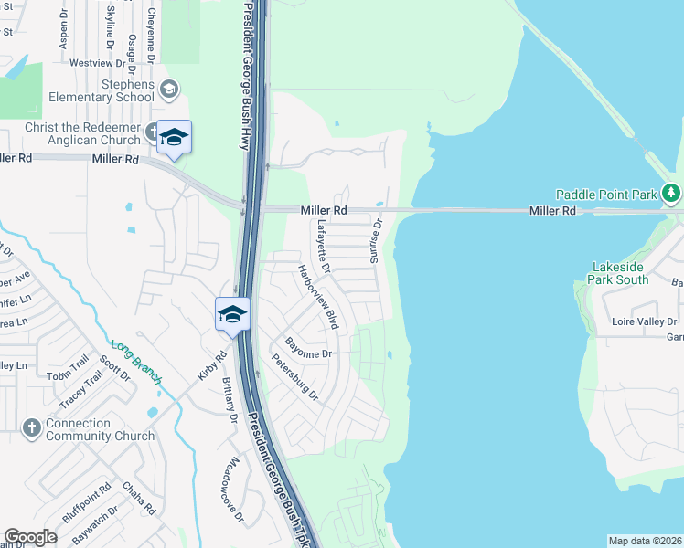 map of restaurants, bars, coffee shops, grocery stores, and more near 5110 Gulfport Drive in Rowlett