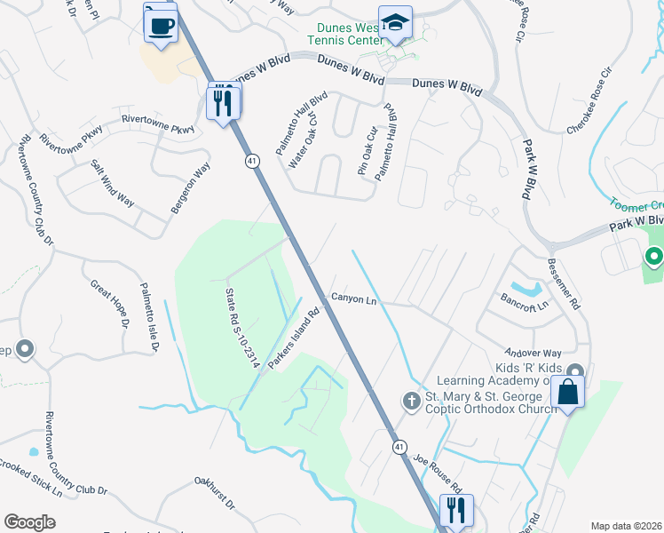 map of restaurants, bars, coffee shops, grocery stores, and more near 3030 Turno Street in Mount Pleasant