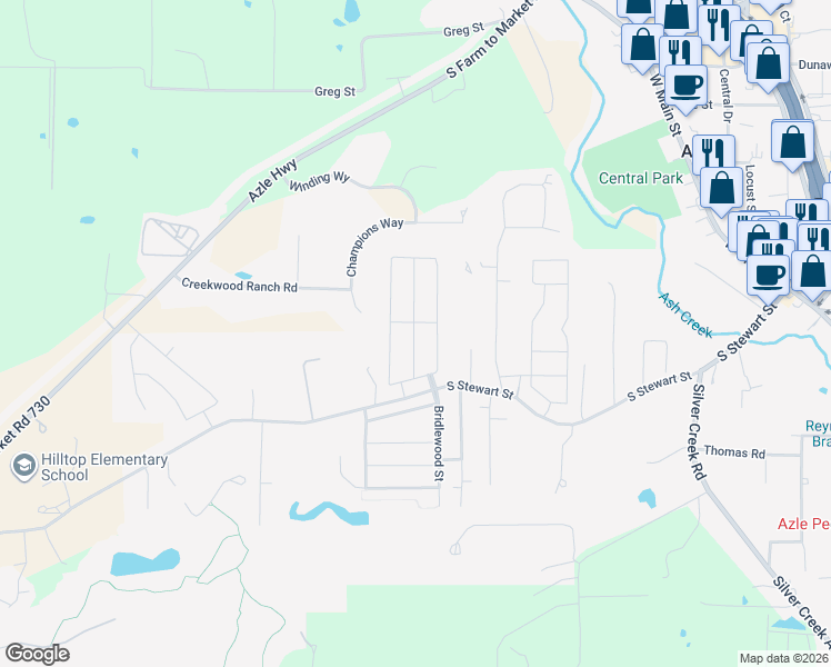 map of restaurants, bars, coffee shops, grocery stores, and more near 100 Champions Way in Azle