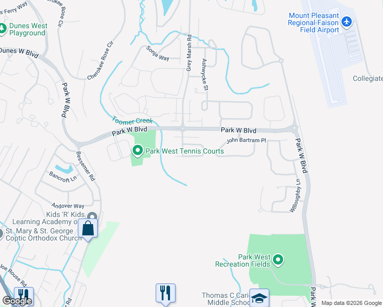 map of restaurants, bars, coffee shops, grocery stores, and more near 2576 KINGSFIELD ST in Mount Pleasant