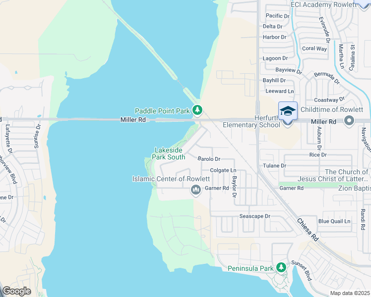 map of restaurants, bars, coffee shops, grocery stores, and more near 6708 Barolo Drive in Rowlett