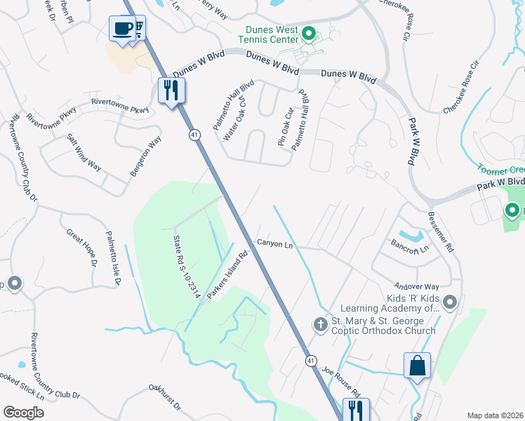 map of restaurants, bars, coffee shops, grocery stores, and more near 3030 Turno Street in Mount Pleasant