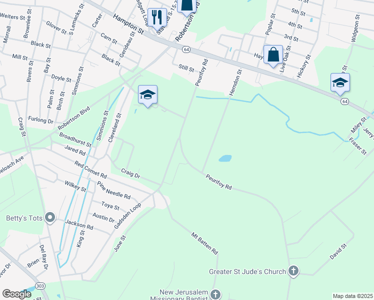 map of restaurants, bars, coffee shops, grocery stores, and more near 509 Peurifoy Road in Walterboro